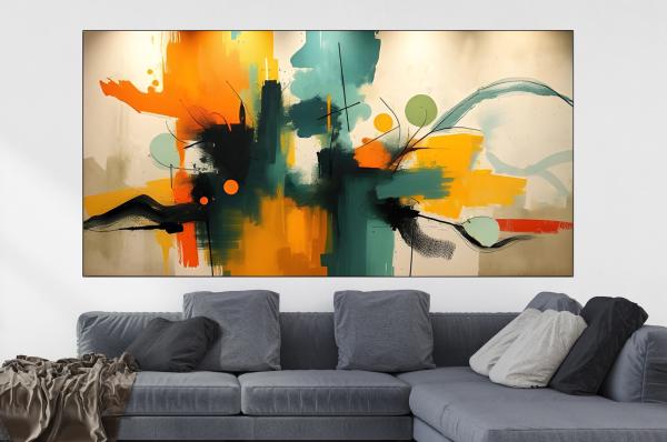 Riesiges XXL abstraktes Kunstgemälde kaufen grün orange Beige1